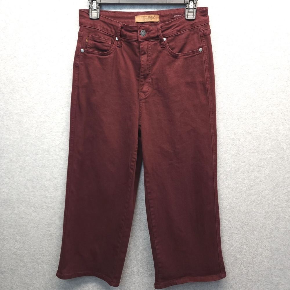Judy Blue High-Rise Cropped Wide Leg Jeans Womens 28 Reddish-Brown Denim